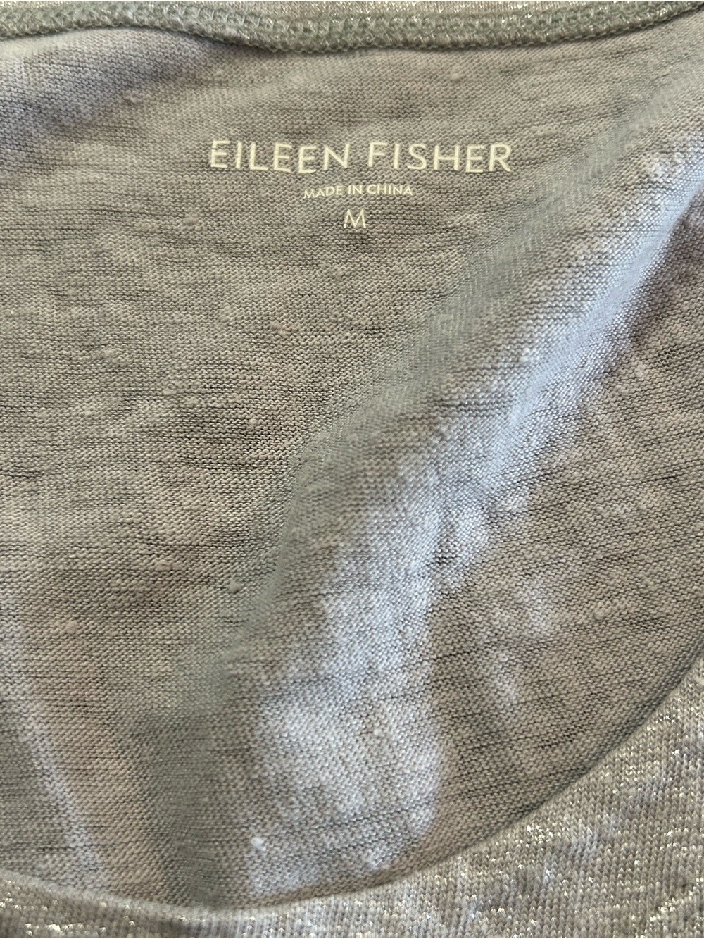 Eileen Fisher 100% Linen Metallic Scoop Neck Tank Top Size M Silver Shimmer - Picture 3 of 5